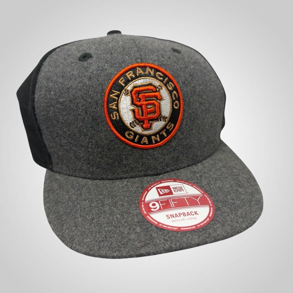 San Fran Giants New Era 9FIFTY Wool Blend BeltBack Hat Gray Black MLB M/L